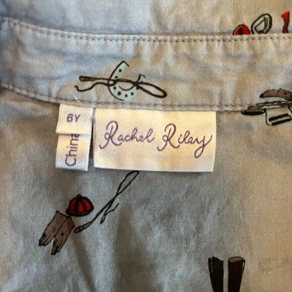 Rachel Riley Kids Horse Riding Gray Button Down Shirt, size 6 - Picture 4 of 6